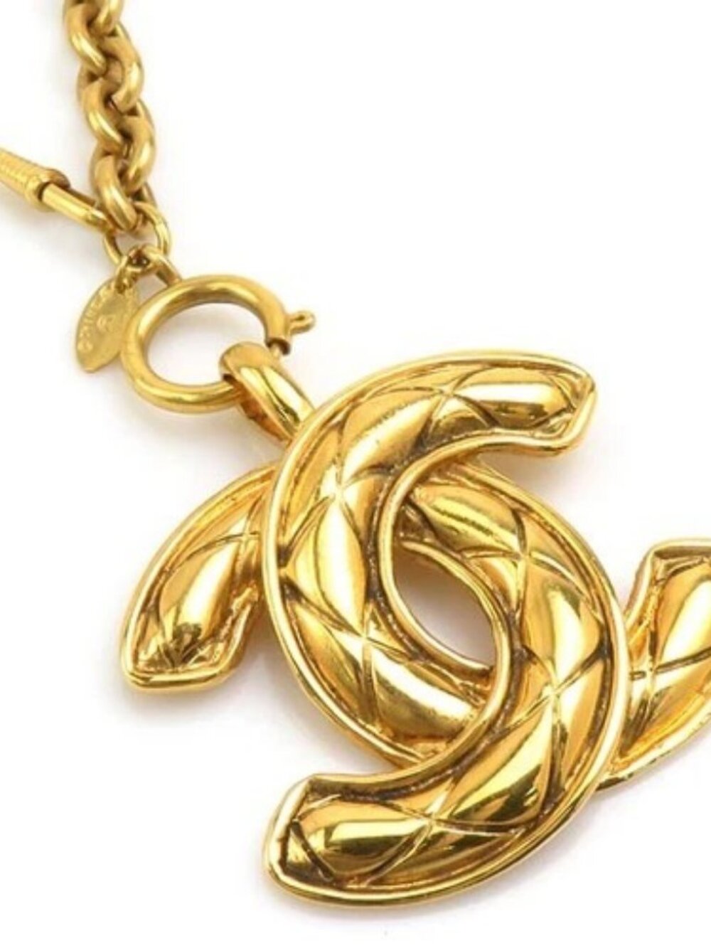 Auth CHANEL CC Logo Necklace Gold Metal - e61571a